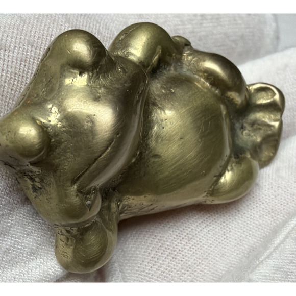 Vintage Mini Brass Frog Figurine Statue Paperweight Posing Laying Down - Picture 12 of 14